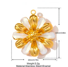 Φόρτωσε την φωτογραφία στο Gallery viewer, Κολιέ λουλούδι ατσάλινο με λευκό σμάλτο, σε κίτρινο χρυσό, 0802269