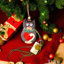 Φόρτωσε την φωτογραφία στο Gallery viewer, Χριστουγεννιάτικο γούρι γάτα, κεραμικό &amp; κρεμαστό, 2810254