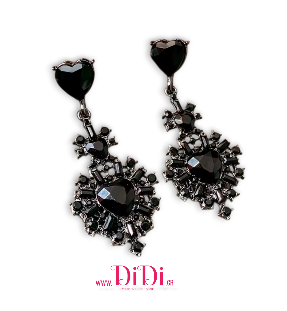 Σκουλαρίκια με κρύσταλλα σε μαύρο, 0512258