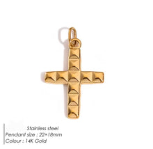 Φόρτωσε την φωτογραφία στο Gallery viewer, Σταυρός ατσάλινος με σχέδιο, σε κίτρινο χρυσό, 22112511