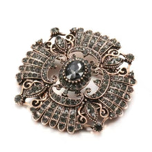 Φόρτωσε την φωτογραφία στο Gallery viewer, Καρφίτσα Καμέο (Cameo) ρετρό, μπρονζέ με ανθρακί στρας, ακριλικές πέτρες, 2910253