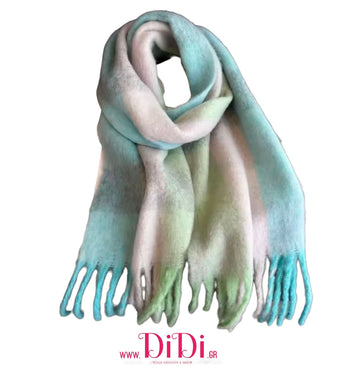 Κουβέρτα - κασκόλ χοντρή καρό γαλάζιο, 20112515