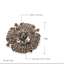 Φόρτωσε την φωτογραφία στο Gallery viewer, Καρφίτσα Καμέο (Cameo) ρετρό, μπρονζέ με ανθρακί στρας, ακριλικές πέτρες, 2910253