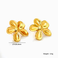 Φόρτωσε την φωτογραφία στο Gallery viewer, Ατσάλινα σκουλαρίκια καρφάκι λουλούδι, κίτρινο χρυσό, 0111254