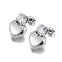 Φόρτωσε την φωτογραφία στο Gallery viewer, Σκουλαρίκια ατσάλινα 316L καρδιές καρφάκι, ασημί, 0603261S