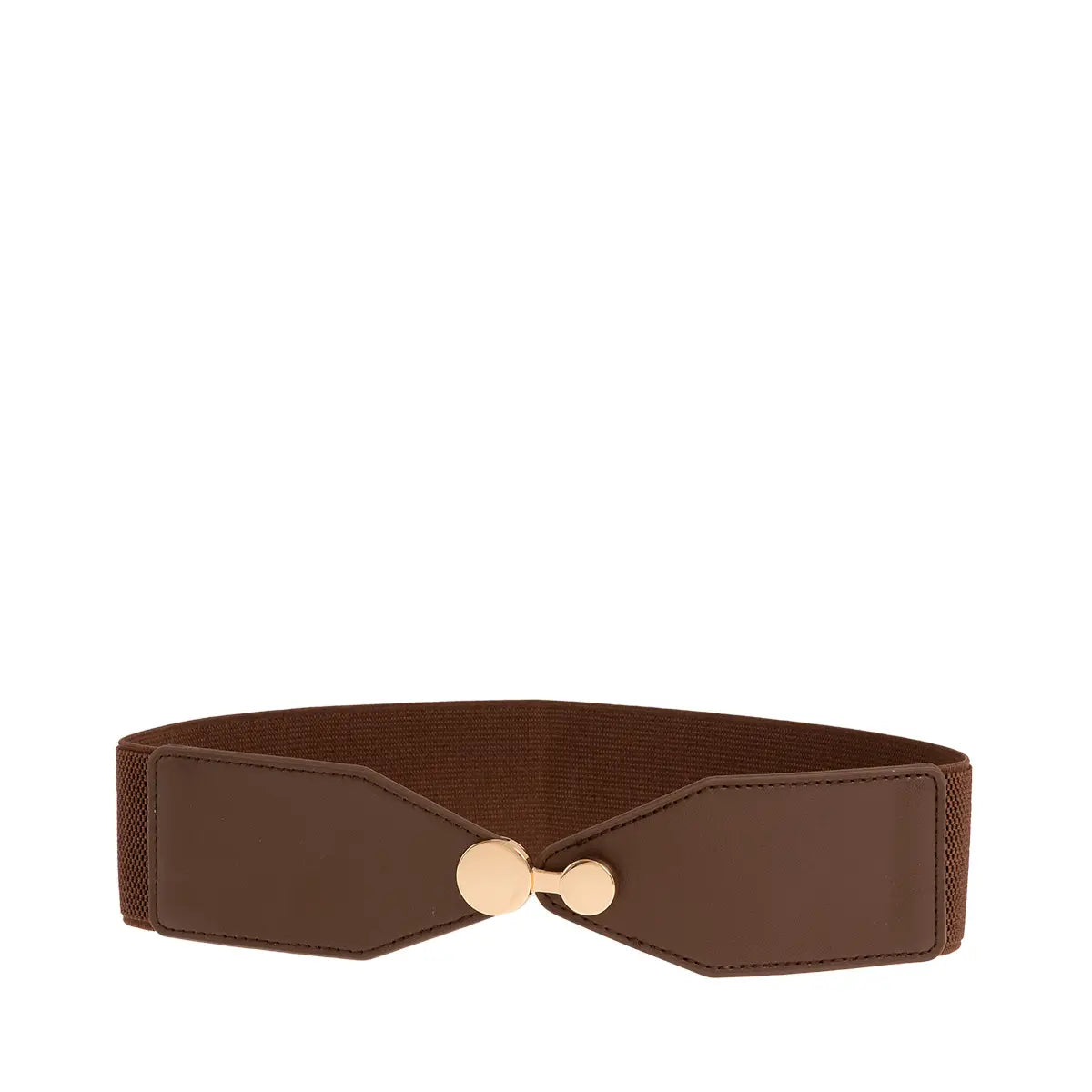 Ζώνη ελαστική φαρδιά με χρυσό κούμπωμα, καφέ, 24361