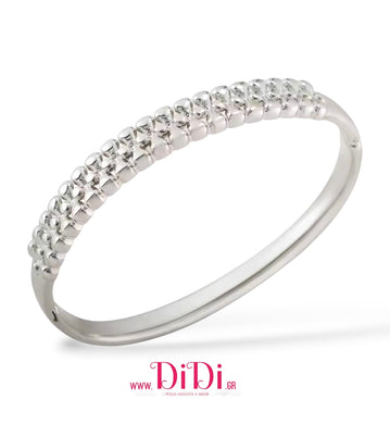 Ατσάλινο βραχιόλι σταθερή βέργα οβάλ, με σχέδιο, σε ασημί, 2510253S