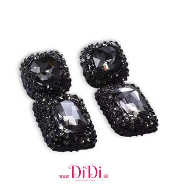 Σκουλαρίκια με κρύσταλλα σε ανθρακί & μαύρο, 0512255