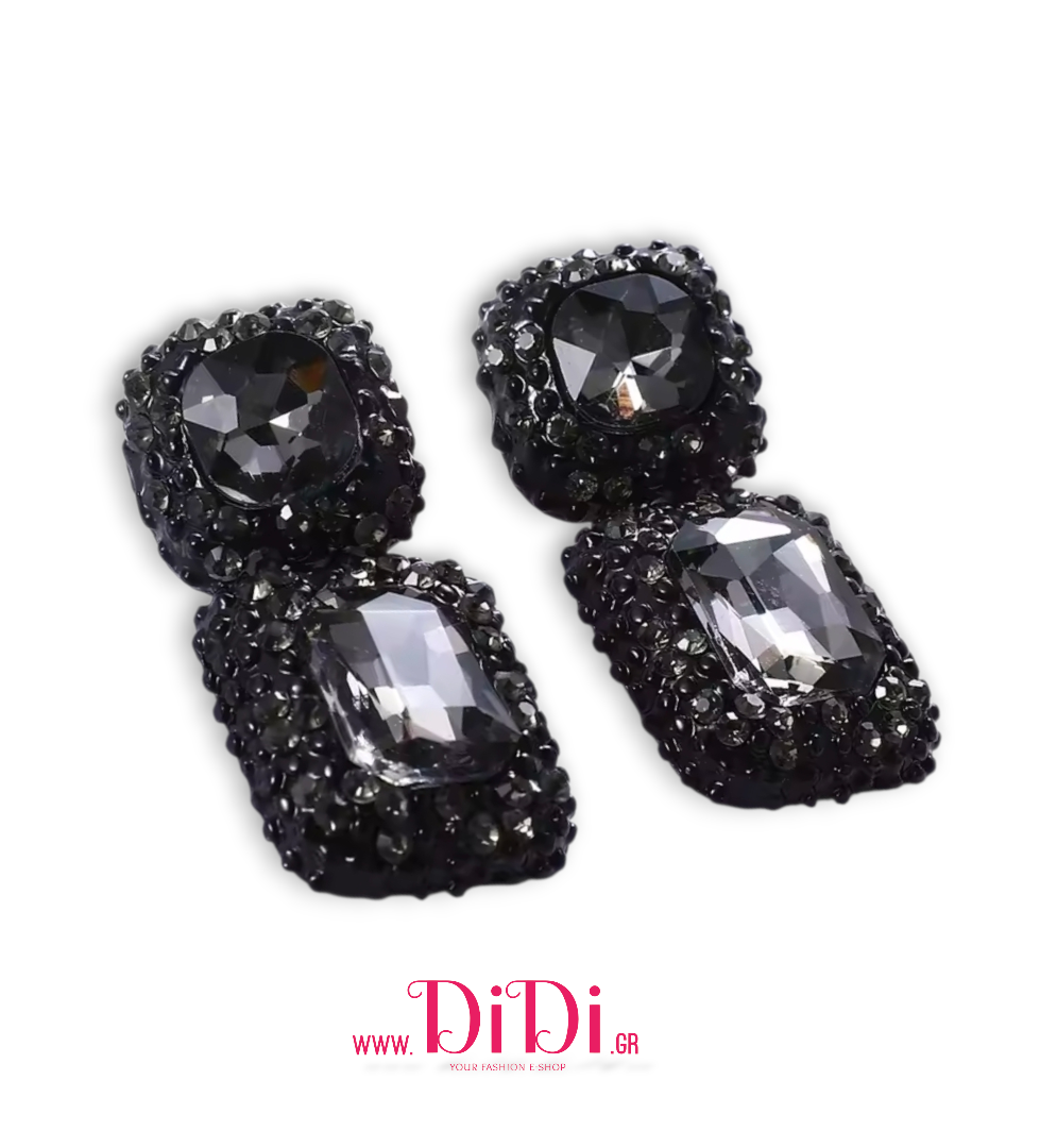 Σκουλαρίκια με κρύσταλλα σε ανθρακί & μαύρο, 0512255
