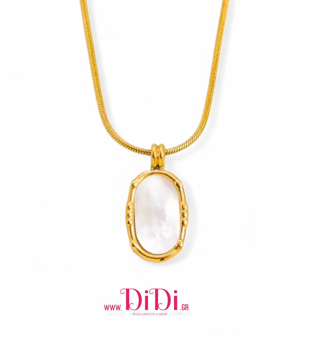 Ατσάλινο κολιέ 316L σε πλαίσιο με φίλντισι, σε κίτρινο χρυσό, 24112518