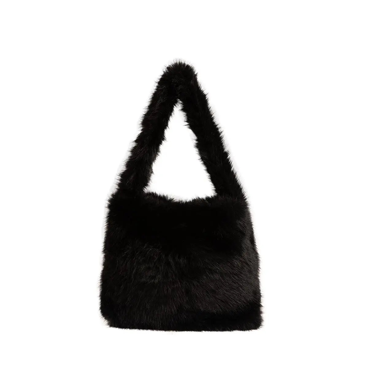 Τσάντα ώμου γούνινη, μαύρο, 24324