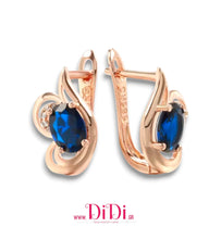 Φόρτωσε την φωτογραφία στο Gallery viewer, Σκουλαρίκια κρίκος με μπλε πετρα, σε ροζ χρυσό, 2811254