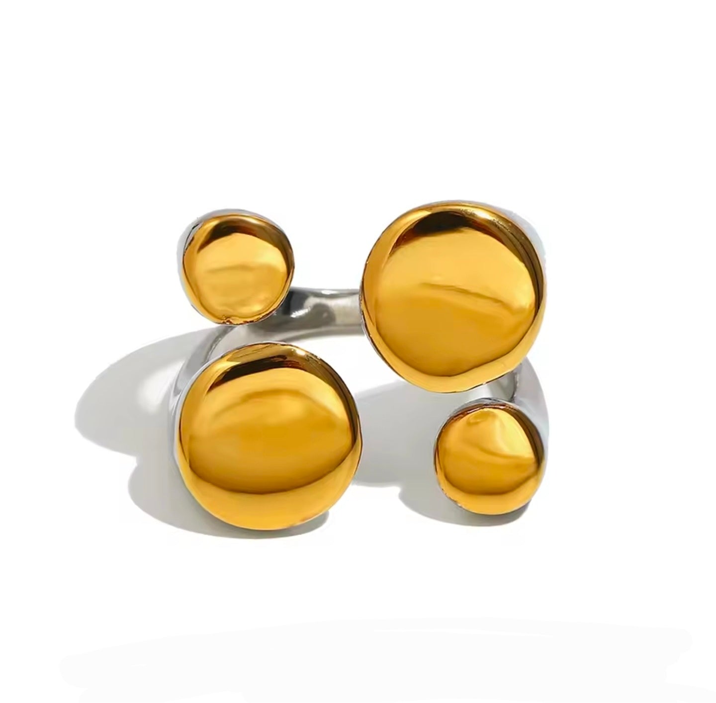 Δαχτυλίδι ατσάλινο 316L δίχρωμο, σε ασημί - κίτρινο χρυσό, 1911252