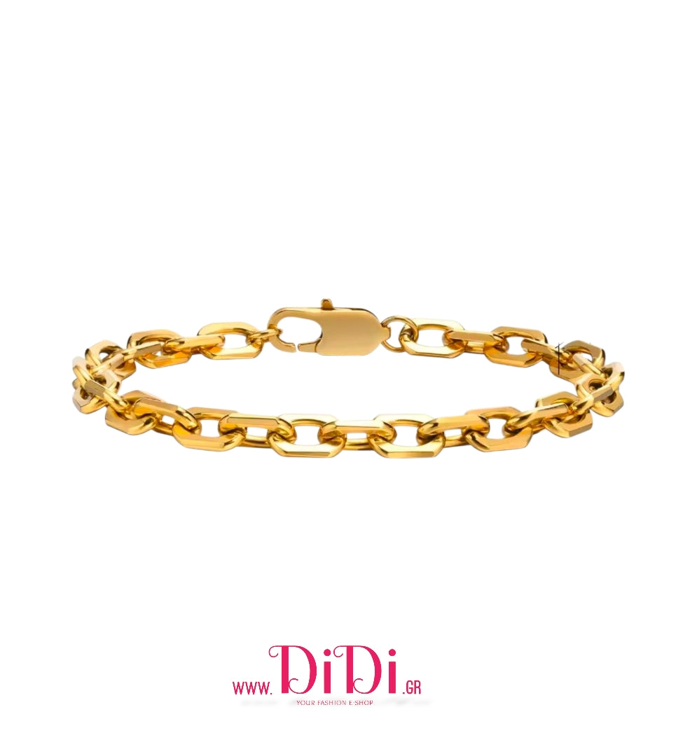 Ατσάλινο βραχιόλι αλυσίδα, σε κίτρινο χρυσό, 2010259G
