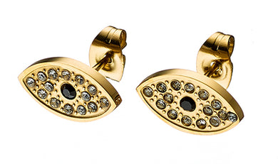 Ατσάλινα σκουλαρίκια καρφάκι μάτι, σε κίτρινο χρυσό, 02133G