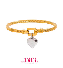 Φόρτωσε την φωτογραφία στο Gallery viewer, Ατσάλινο βραχιόλι σταθερή βέργα οβάλ με καρδιά, σε κίτρινο χρυσό, 20102517