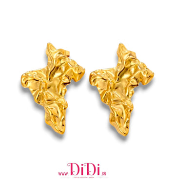 Ατσάλινα σκουλαρίκια καρφάκι, κίτρινο χρυσό, 0111252