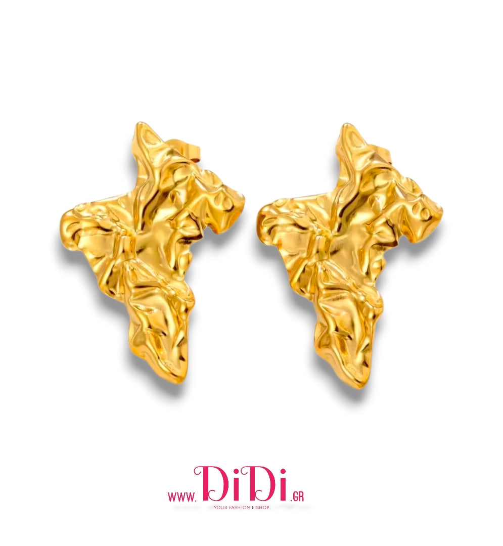 Ατσάλινα σκουλαρίκια καρφάκι, κίτρινο χρυσό, 0111252