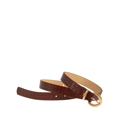 Ζώνη λεπτή κροκό, καφέ, 24406