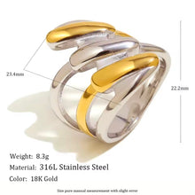 Φόρτωσε την φωτογραφία στο Gallery viewer, Ατσάλινο δαχτυλίδι μεγάλο, δίχρωμο ασημί - χρυσό, 1911254