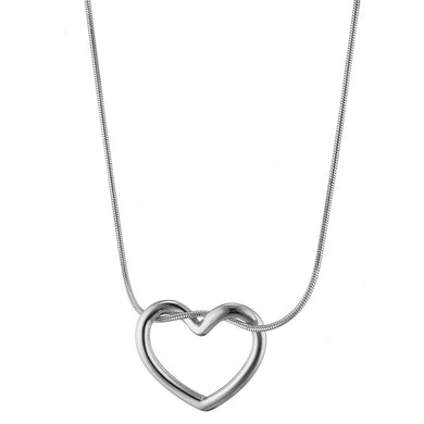 Ατσάλινο κολιέ καρδιά μίνιμαλ, σε ασημί, 0611254S