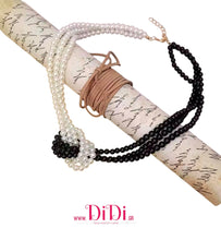 Φόρτωσε την φωτογραφία στο Gallery viewer, Κολιέ με πέρλες άσπρο- μαύρο 6mm, σε κίτρινο χρυσό, 1911251