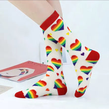 Φόρτωσε την φωτογραφία στο Gallery viewer, Κάλτσες μεσαίες rainbow καρδιές, No 37-44, 30092513