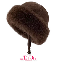 Φόρτωσε την φωτογραφία στο Gallery viewer, Καπέλο γούνινο με επένδυση, φοριέται και απο τις 2 πλευρές, σοκολά, 1512251BR