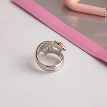 Φόρτωσε την φωτογραφία στο Gallery viewer, Δαχτυλίδι ατσάλινο σχέδιο αστέρι, σε ασημί - κίτρινο χρυσό, 3010253B