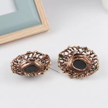 Φόρτωσε την φωτογραφία στο Gallery viewer, Καρφίτσα Καμέο (Cameo) ρετρό, μπρονζέ με ανθρακί στρας, ακριλικές πέτρες, 2910253