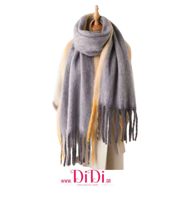 Κουβέρτα - κασκόλ χοντρή μπεζ-γκρι, 20112517