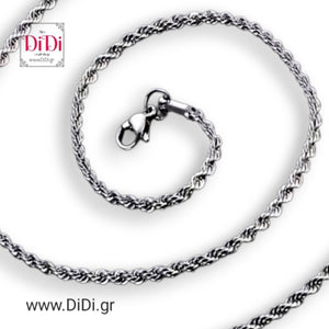 Αλυσίδα ατσάλινη, στριφτή 2mm - 40cm, ασημί, 0310251