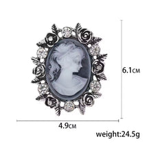 Φόρτωσε την φωτογραφία στο Gallery viewer, Καρφίτσα Καμέο (Cameo) ρετρό, ασημί με λευκές πέτρες, 2411256