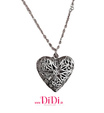 Φόρτωσε την φωτογραφία στο Gallery viewer, Κολιέ ατσάλινο μενταγιόν, καρδιά ασημί φίλιγκρι, 1612252