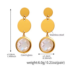 Φόρτωσε την φωτογραφία στο Gallery viewer, Σκουλαρίκια ατσάλινα κρεμαστά, κρύσταλλο Τσεχίας λευκό, 2602267