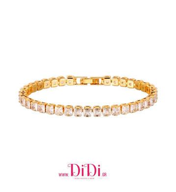 Ατσάλινο βραχιόλι αλυσίδα ριβιέρα, σε κίτρινο χρυσό, 2010254