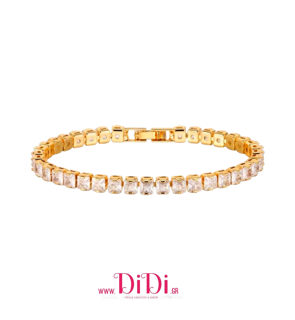 Ατσάλινο βραχιόλι αλυσίδα ριβιέρα, σε κίτρινο χρυσό, 2010254