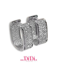 Φόρτωσε την φωτογραφία στο Gallery viewer, Σκουλαρίκια κρίκοι ατσάλινοι 1,6cm οβάλ με καρφωτά λευκά στρας, ασημί, 2910258S