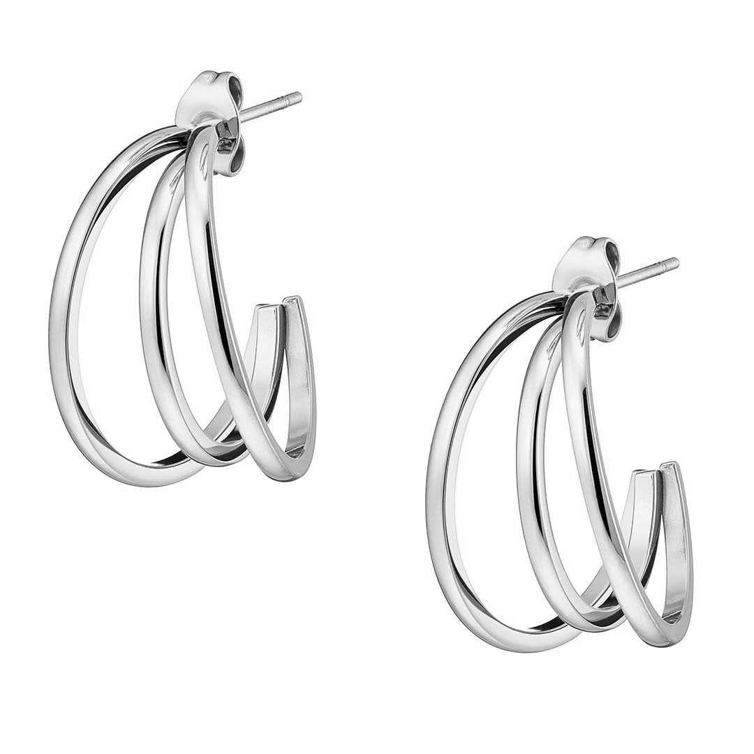 Σκουλαρίκια κρίκοι ατσάλινοι 316L, σε ασημί, 02288S