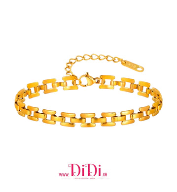 Ατσάλινο βραχιόλι αλυσίδα, σε κίτρινο χρυσό, 21102514