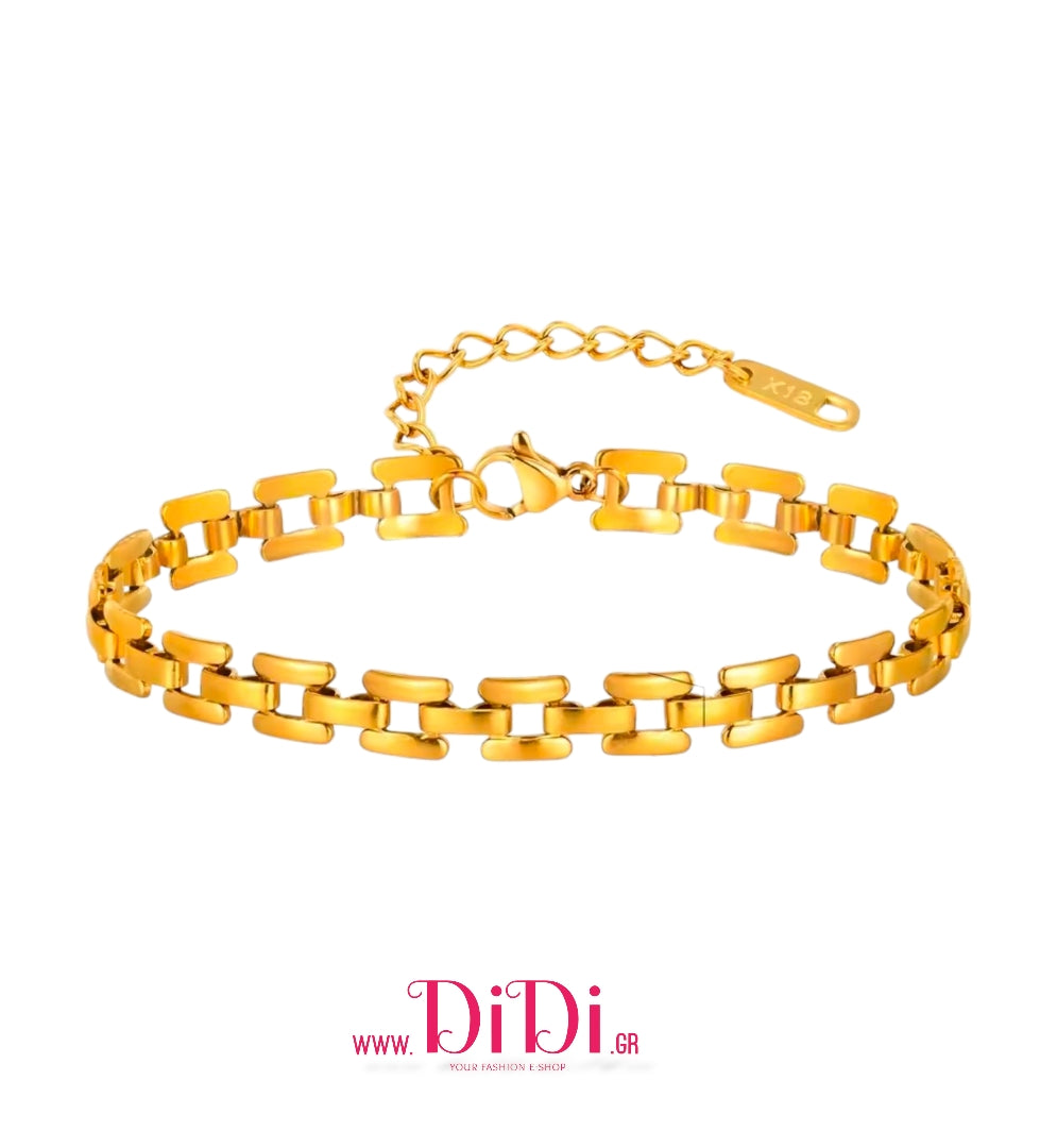 Ατσάλινο βραχιόλι αλυσίδα, σε κίτρινο χρυσό, 21102514