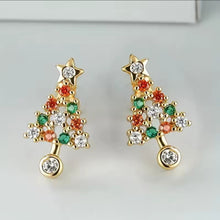 Φόρτωσε την φωτογραφία στο Gallery viewer, Χριστουγεννιάτικα σκουλαρίκια ακριλικά δεντράκια, κιτρινο χρυσό, 0110255