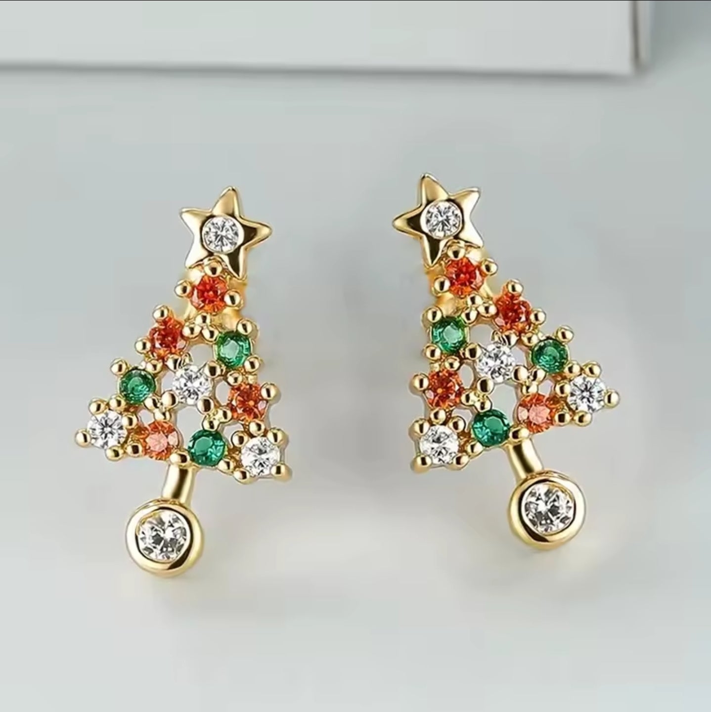 Χριστουγεννιάτικα σκουλαρίκια ακριλικά δεντράκια, κιτρινο χρυσό, 0110255