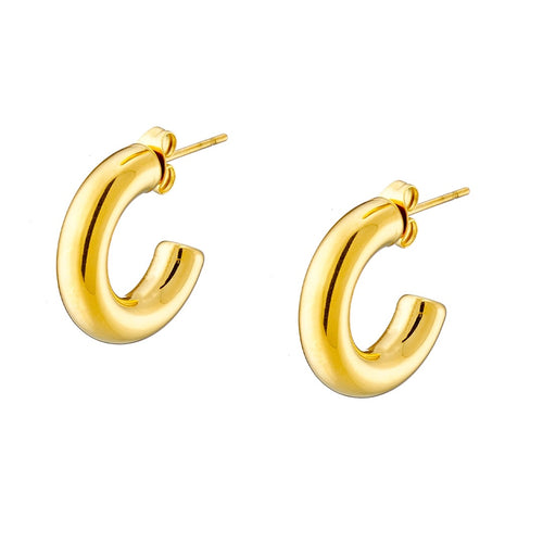 Σκουλαρίκια κρίκοι ατσάλινοι κλασσικοί 20mm, σε κίτρινο χρυσό, 02241G