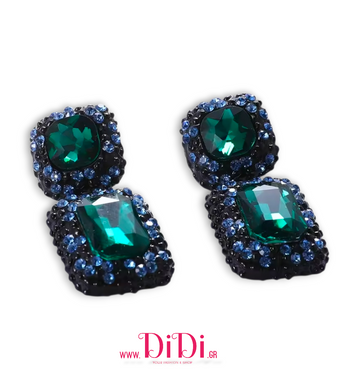 Σκουλαρίκια με κρύσταλλα σε πράσινο - μπλε, 0512257