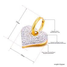 Φόρτωσε την φωτογραφία στο Gallery viewer, Σκουλαρίκια κρίκοι ατσάλινοι  καρδιές με λευκή πέτρα, σε κίτρινο χρυσό, 0403263W