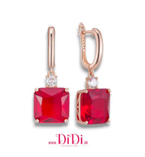 Φόρτωσε την φωτογραφία στο Gallery viewer, Σκουλαρίκια κρίκος με μπλε ζιργκόν, σε ροζ χρυσό, 2811251