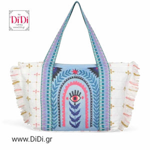 Τσάντα θαλάσσης boho, υφαντή με τύπωμα, 0706251