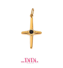 Φόρτωσε την φωτογραφία στο Gallery viewer, Σταυρός ατσάλινος, με μαύρο στρας, σε κίτρινο χρυσό, 2211257