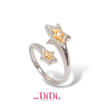 Φόρτωσε την φωτογραφία στο Gallery viewer, Δαχτυλίδι ατσάλινο σχέδιο αστέρι, σε ασημί - κίτρινο χρυσό, 3010254B